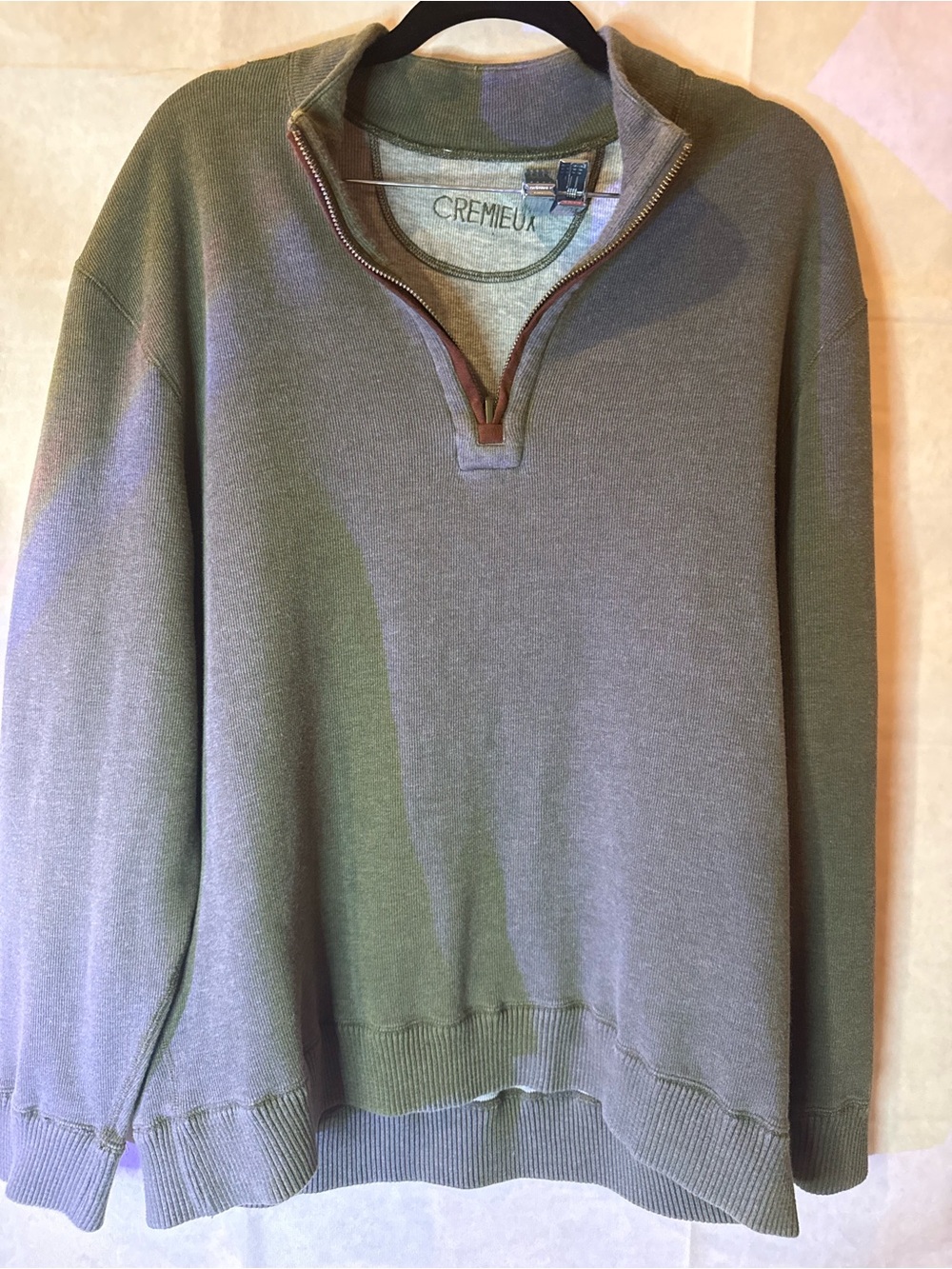 Daniel Cremieux Olive Green Half-Zip Pullover Sweater
